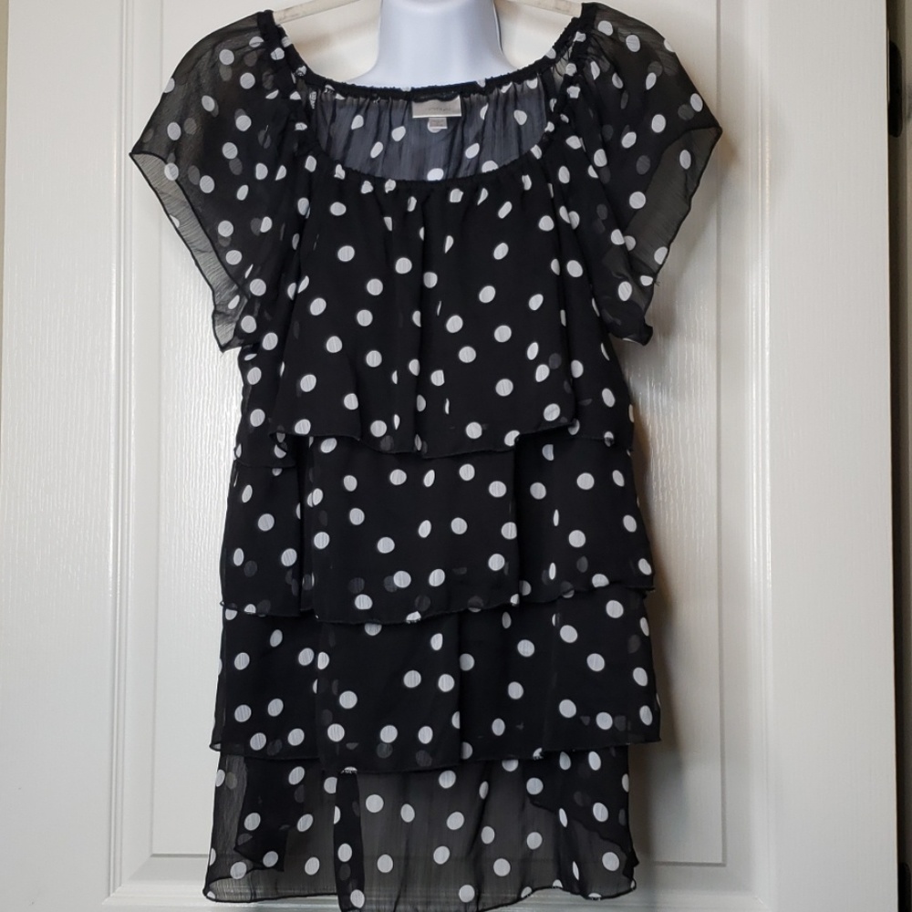 Polka Dot Black and White Blouse